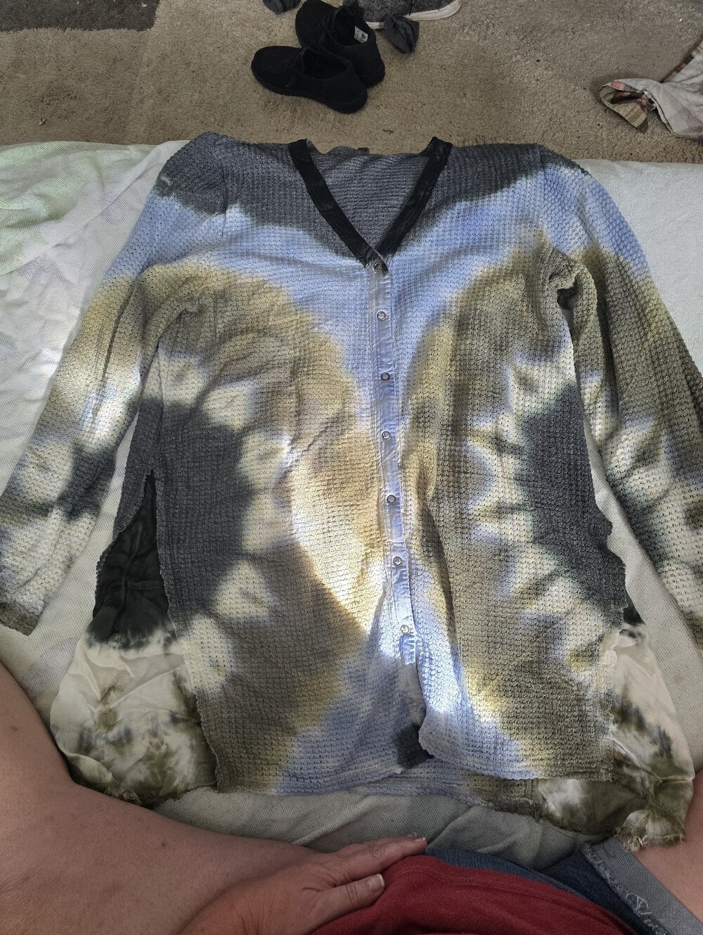 XCVI Medium Tie Dye Thermal Button Up Shirt